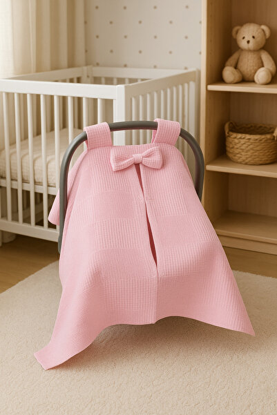 Babycitytr Kurdeleli %100 Pamuk Petek Waffle Pike Puset Örtüsü ve Minderi Set...