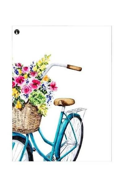 Generic Bicycle With Flowers Themed Metallic Plate White/Blue/Red 20x15cm
