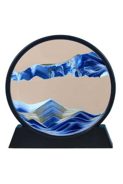 Generic 3D Moving Sand Art Round Liquid Hourglass Flowing Sand Painting Sands...