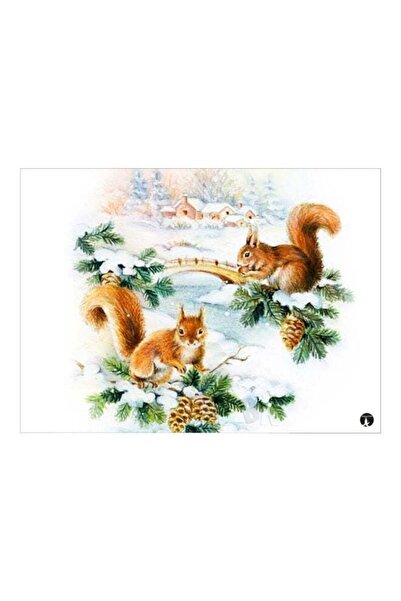 Generic Squirrels Themed Metallic Plate Brown/Green/White 20x15cm