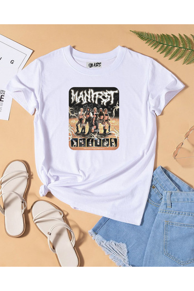 barsdepo Manifest Baskılı Tişört, Oversize Unisex Beyaz Tişört Çocuk / Yetişkin