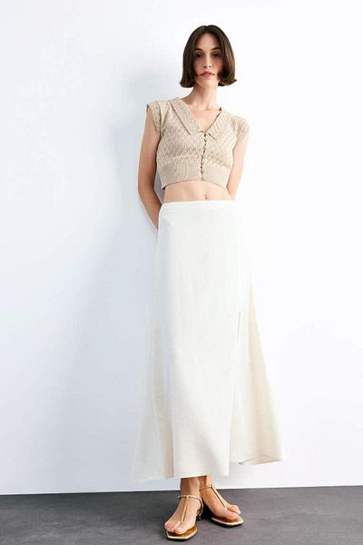 DeFacto New Season Crop Big Collar Buttoned Knitwear Singlet