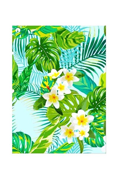 Generic Floral Themed Metallic Plate Green/Blue/Yellow 20x15cm