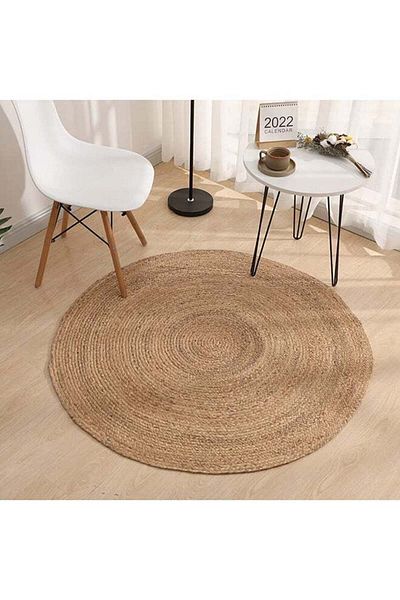 Generic HOME TASTE Hometaste Jute Area Rug- Natural Round Jute Rug Carpet Natural Braided Floor Mat Rugs Fo