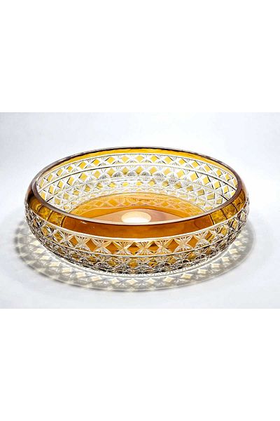 Kristal Market Handmade Crystal Patterned 28 cm Decorative Presentation Tableware Presentation Bowl