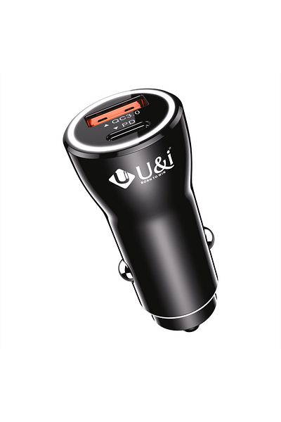 U & I Born To Win U&I Dual USB & Type-C Port Car Charger Black