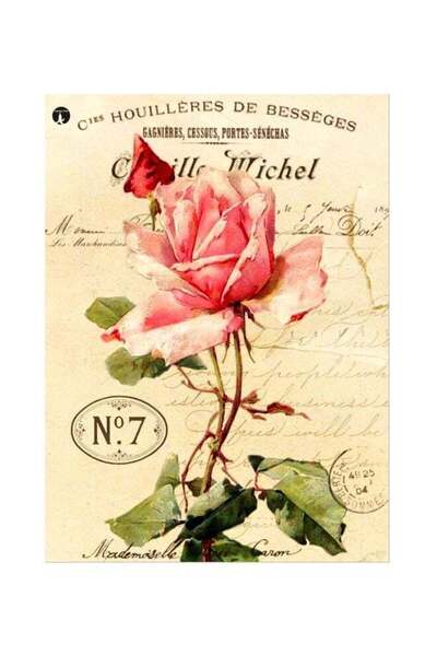 Generic Rose Themed Decorative Metallic Plate Beige/Pink/Green 20x15cm