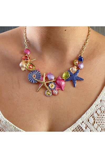 BURÇİN AKSESUAR Zircon Stone Seashell Oyster Detailed Design Imported Necklace