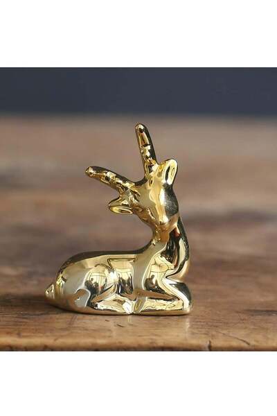 Generic 1 Pc Ceramic Animal Figurines Ornaments, Gold Deer Home Decor Sculptu...