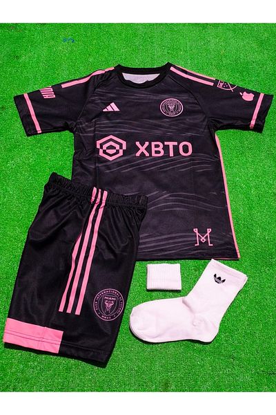 After Party İ.N.T.E.R Miami 2024/25 New Season Lionel Messi Kids Jersey Set of 4 (Pi̇nk-Black) Set Ag
