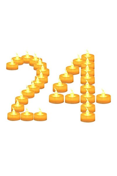 Generic 24-Piece Battery Operated LED Tea Light Flameless Candle Set Yellow