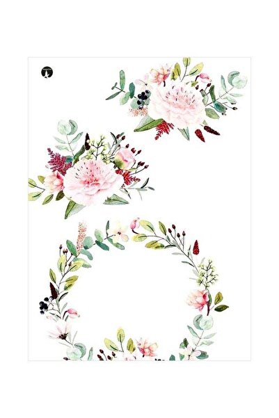 Generic Flowers Themed Decorative Metallic Plate Pink/Green/White 20x15cm