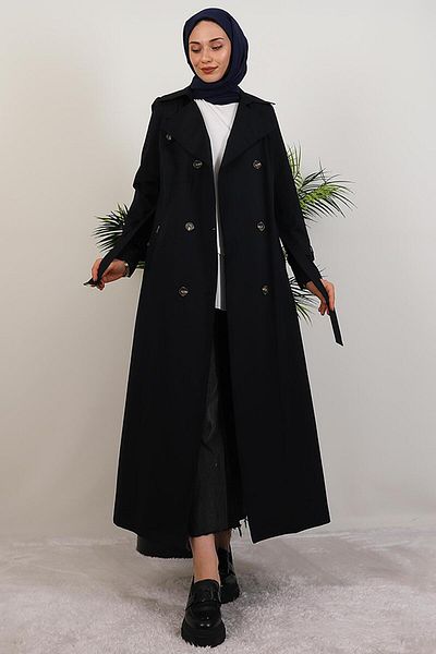 GİYZAMİLA Terra Trench Coat Navy Blue