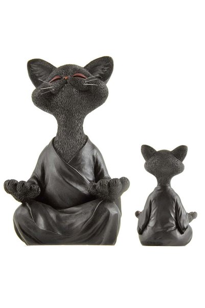 Generic Whimsical Cat Figurine Meditation Yoga Decor Collectible Cat Lover Gi...