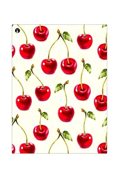 Generic Cherry Themed Metallic Plate Red/Green/Beige 20x15cm