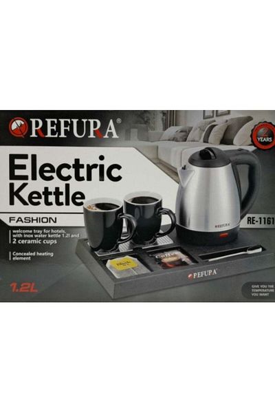 REFURA 1500W Silver 1.2L Electric Hotel Kettle