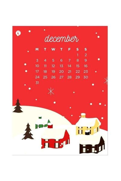 Generic Calendar Themed Metallic Plate Red/White/Brown 20x15cm