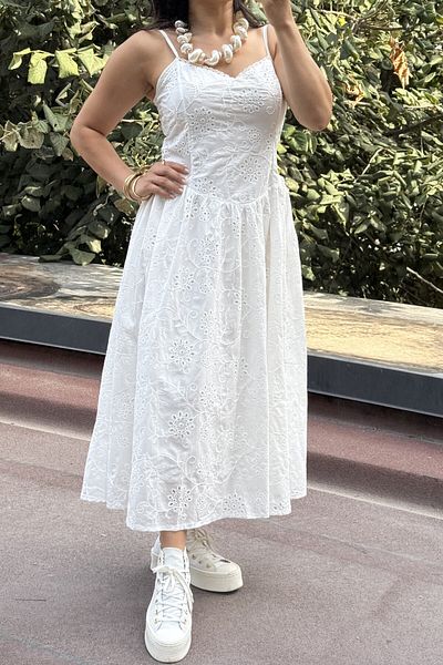 Suziş Embroidered Sleeved Middle Length Dress Cr1069
