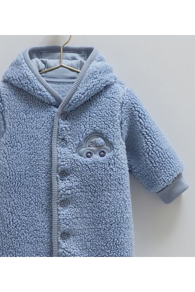 Caramell 100% Cotton Welsoft Baby Boy Jumpsuit (1-12 Months) Plush Winter Hooded Jumpsuit