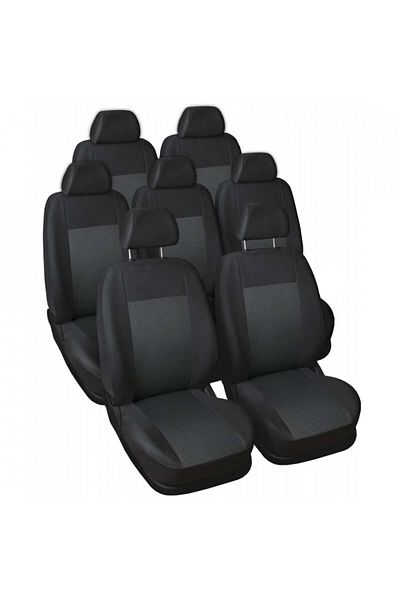 DELUXETUNING Set of car seat covers compatible with Dacia Jogger 2021-> 7 seats, textile material