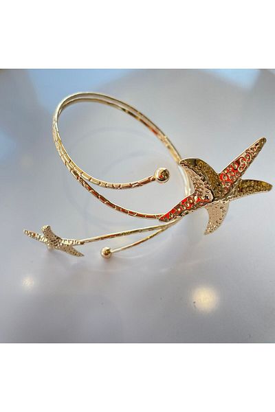 sain jewelry Gold Color Stone Detailed Starfish Adjustable Arm Accessory Pazu Bracelet