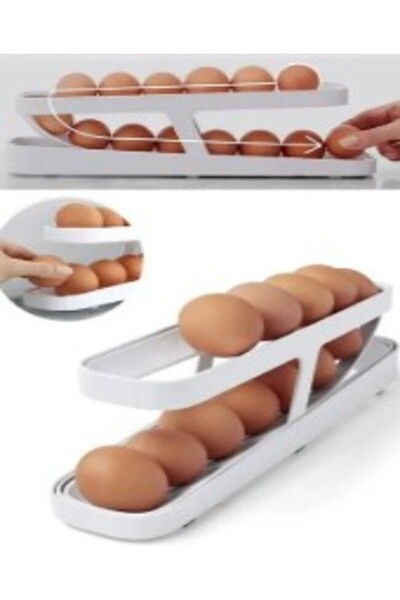 MİNTOLA STORE 2 Tiers Automatic Egg Stand Egg Rack Storage Container Refrigerator Organizer