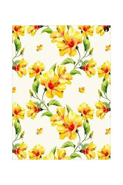 Generic Floral Themed Decorative Metallic Plate White/Yellow/Green 20x15cm