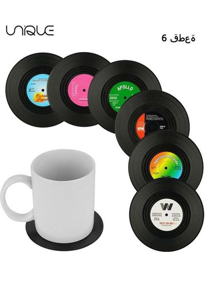 Generic Funny Retro Vinyl Record Coasters Set of 6 for Music Lovers Housewarm...