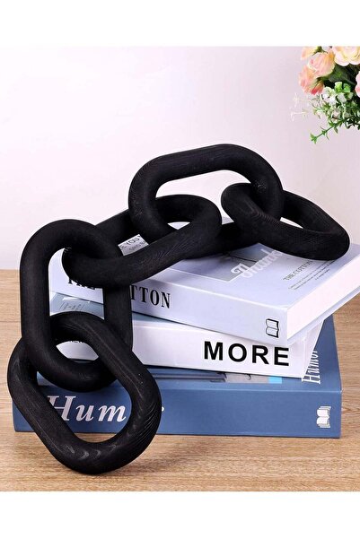 Generic TOMSUN Black Wood Chain Hand Carved 5 Link Knot Chain Rustic Coffee T...