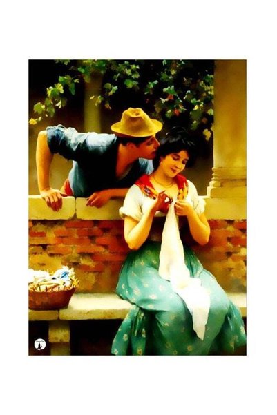 Generic Couple Themed Metallic Plate Green/Yellow/White 20x15cm