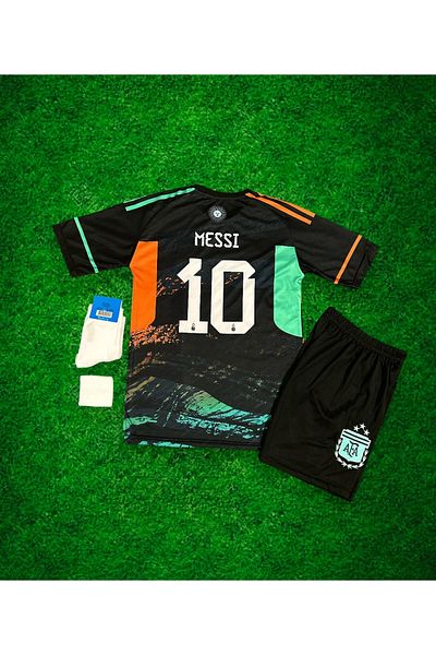 After Party Argentina National Team Lionel Messi Kids Jersey Set of 4 (Black) Vs Sports Singlet Ag