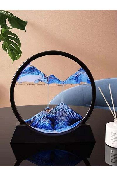 Generic MIXDE 7inch Moving Sand,3D Hourglass Art Picture,Round Frame Deep Sea Sandscapes Motion Display Lan