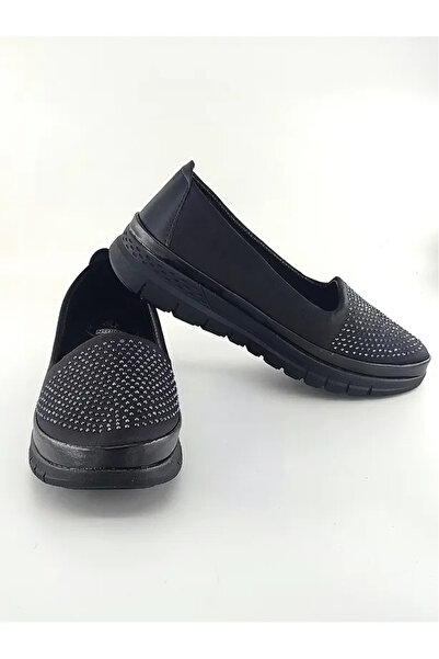 MODAMX WANETTİ Kadın Anne 4 Nokta Ortopedik Terletmez Kaymaz Anatomik Taban Taşlı Ayakkabı Babet