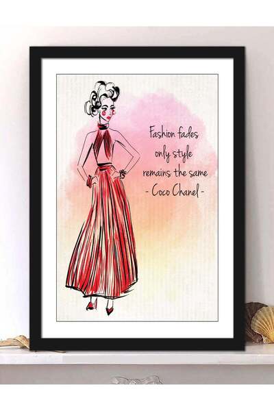 Generic Spoil Your Wall Wall Posters with Style Endures Quote from Coco Chanel and Black Frame - Wall Arts