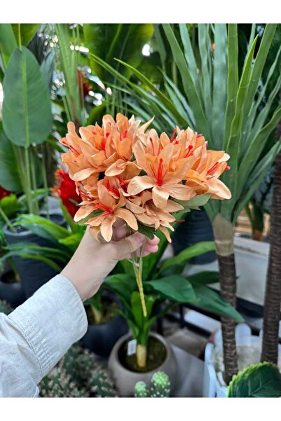 KOZALILAR Yapay Çiçek 5 Dallı kumaş Lilium Demeti