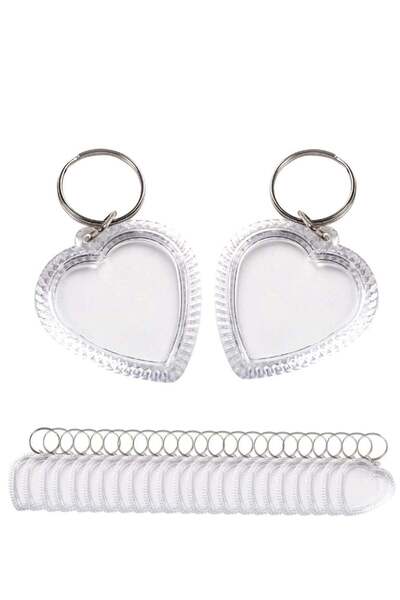 Generic Excefore Transparent Acrylic Photo Frame, Keyring Heart-shaped Blank DIY, Picture Insert Frame, Ke