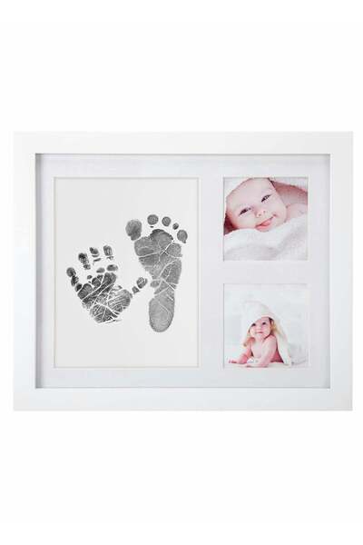 Generic Excefore Baby Handprint and Footprint Kit, Baby Picture Frame with Ink, 3 Window No-Fold Square Pho