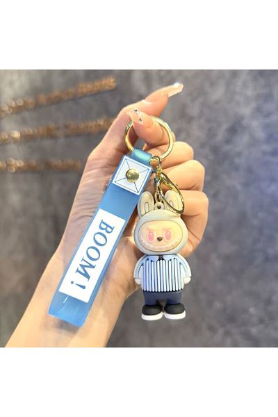 SUMAKA Labubu Cartoon Keychain Key Ring Bag Charm Silicone Gift