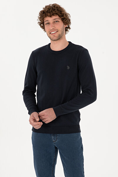 U.S. Polo Assn. Erkek Slim Fit Bisiklet Yaka Lacivert Basic Kazak 50313713-VR033