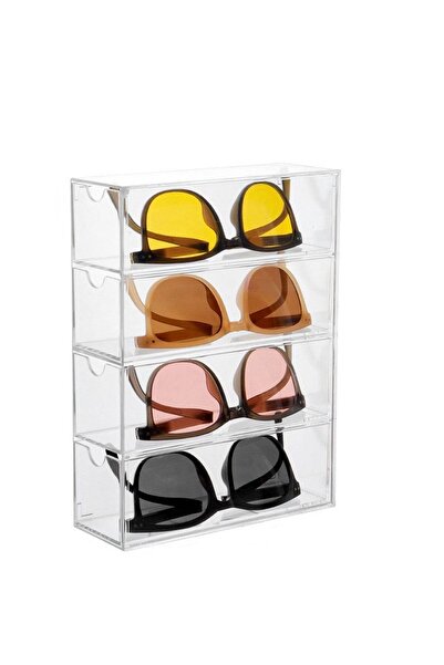 Generic Excefore Acrylic Sunglasses Organizer, Stackable Eyewear Display Tray with 4 Lid Drawer Organizer R