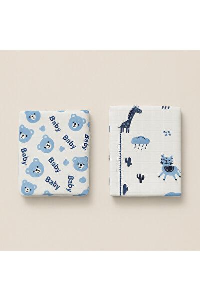 minella kids One Double Layer Combed Cotton One Muslin Blanket Set 80X90