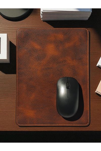 MAT Deri Tan Genuine Leather Mouse Pad 27 X 20 cm Premium Office Accessory