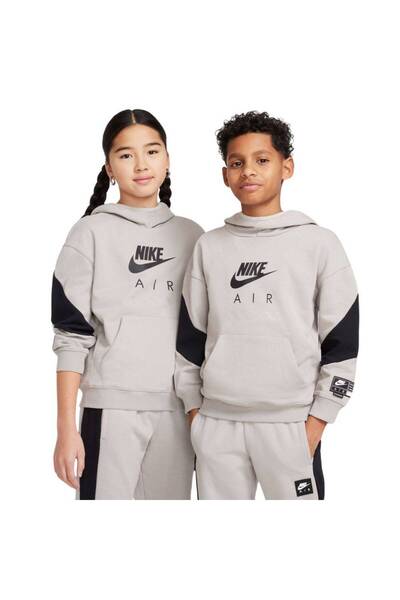 Nike Air fleece hoodie çocuk bej sweatshırt HF8812 yakamoz spor