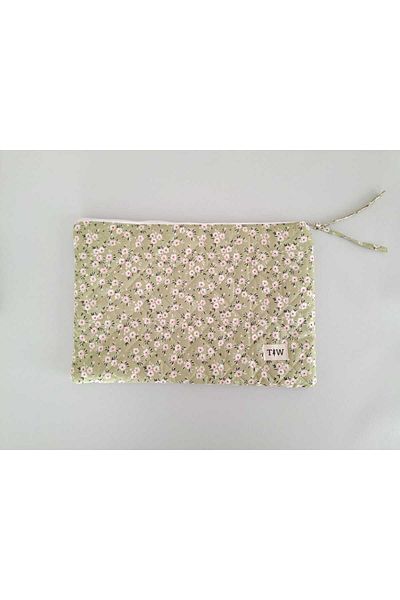 TALL WAY Green Flower Pattern Laptop-Tablet Case 13-14 Inch