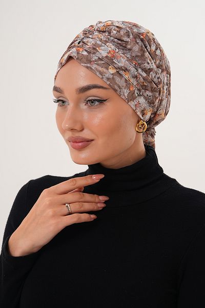 MAG FASHİON Patterned Buckle Bonnet Hijab Bonnet Daily Use Bonnet Shawl Scarf
