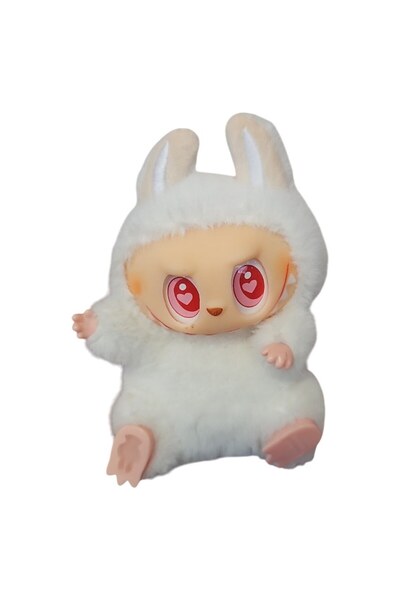LABUBU Monster Plush Keychain, 15 cm Soft Material, White
