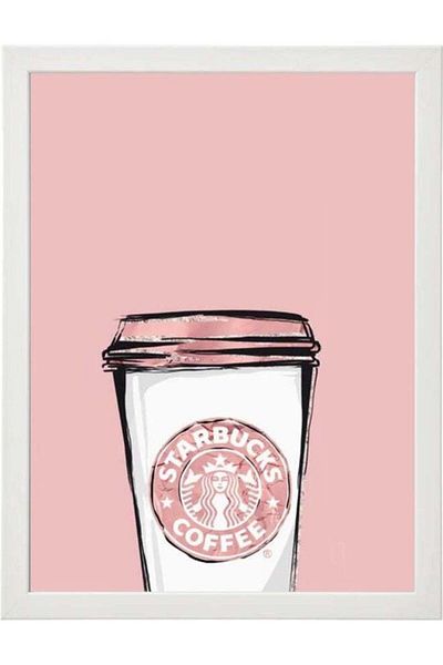 Generic Boomah Accessories Fashion Girls Pink Starbucks Coffee Cup Poster with Frame Multicolour 30 x 40cm