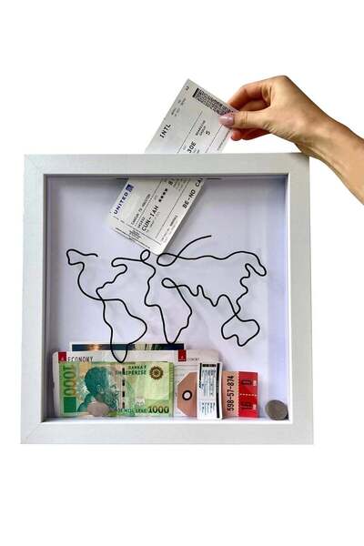 Generic YQbest Travel Box for Memories, Adventure Archive Box, Small Shadow Frame, with Slot Map, Ticket Me