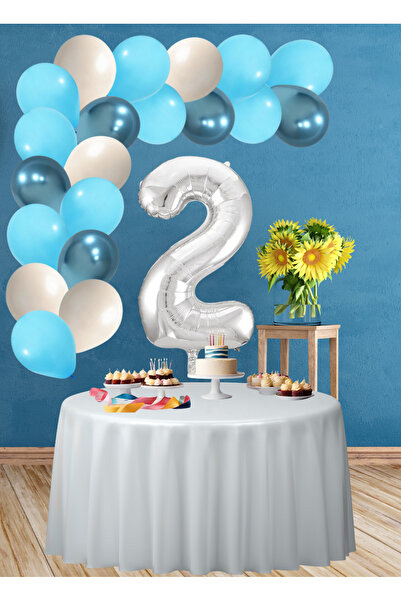 tedaks مجموعة عيد ميلاد بعمر سنتين بطابع المحيط باللون الكرومي والأزرق والأزر...