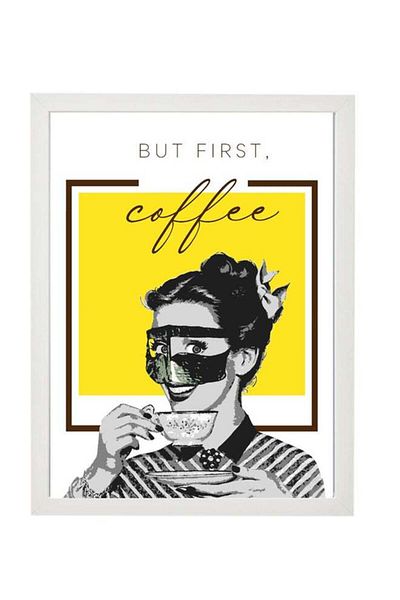 Generic Boomah Accessories But First Coffee Art Poster With Frame Multicolour 30x40cm